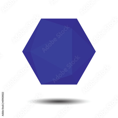 Polygon Blue Hexagon Icon on white background