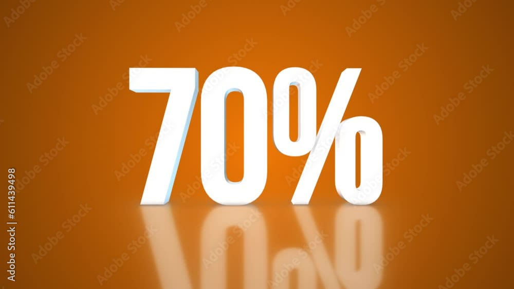 70% 3D Text spinning on an orange background. 360 Degree rotation. Looped video. 4K 70% 3D Text spinning on an orange background. 360 Degree rotation. Looped video. 4K
