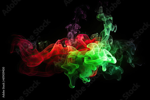 Wallpaper Mural Green and red wisps of smoke floating on black background. Torontodigital.ca
