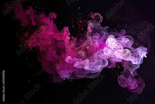 Flowing swirls of purple and pink smoke on black background.