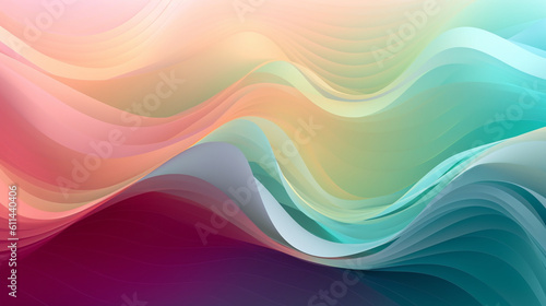 An image of an abstract wavy light pattern with random colors flowing across the image. The image should have a clean background which consists of only one color.
