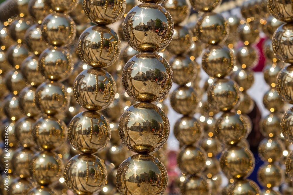 golden christmas balls