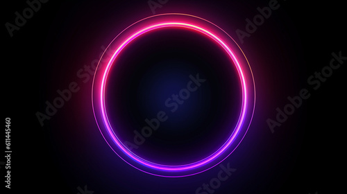 An image of a sleek neon circle with alternating pink and purple shades on a clean white background.