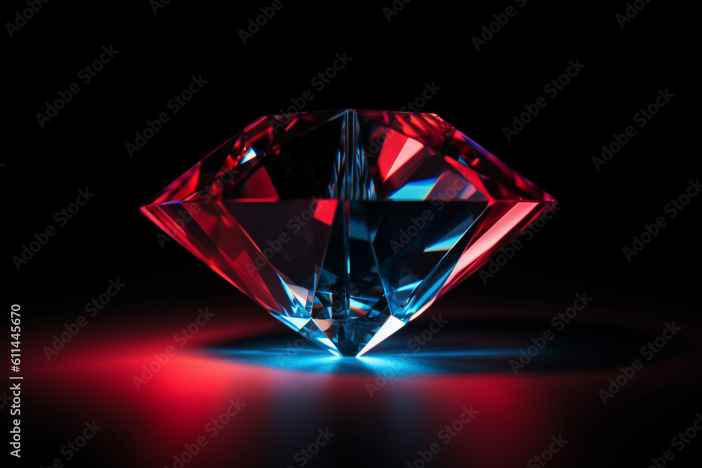 An image of a sleek neon diamond shape with alternating red and blue shades on a clean white background. An image of a sleek neon diamond shape with alternating red and blue shades on a clean white background.