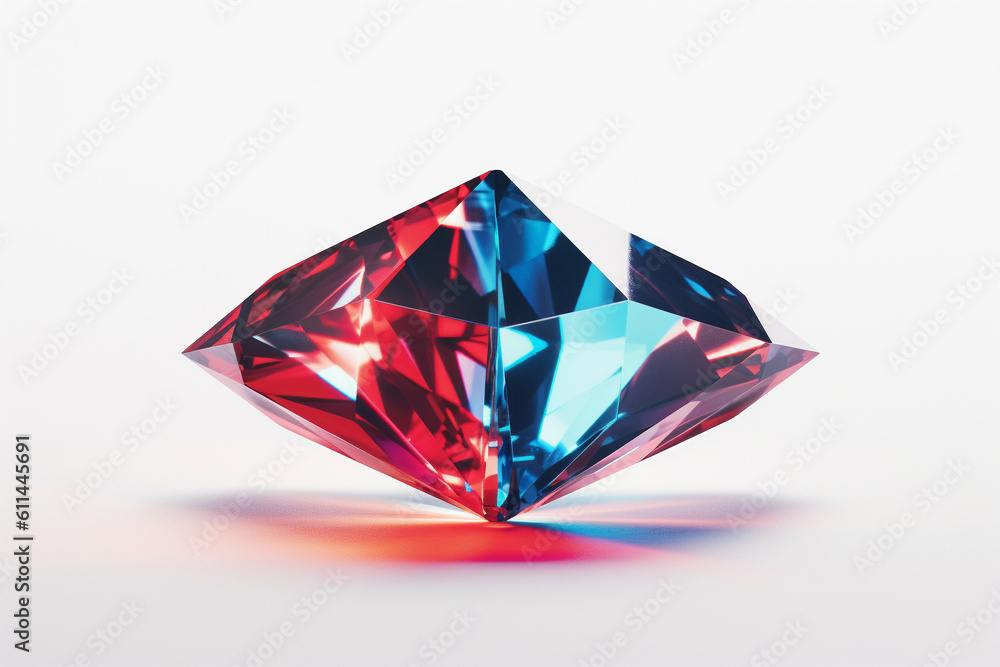 An image of a sleek neon diamond shape with alternating red and blue shades on a clean white background. An image of a sleek neon diamond shape with alternating red and blue shades on a clean white background.