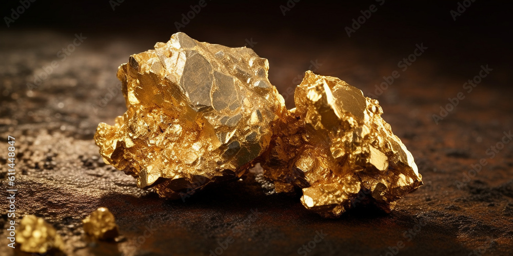 Gold Nugget auf schwarzen Hintergrund Nahaufnahme, ai generativ Gold Nugget auf schwarzen Hintergrund Nahaufnahme, ai generativ