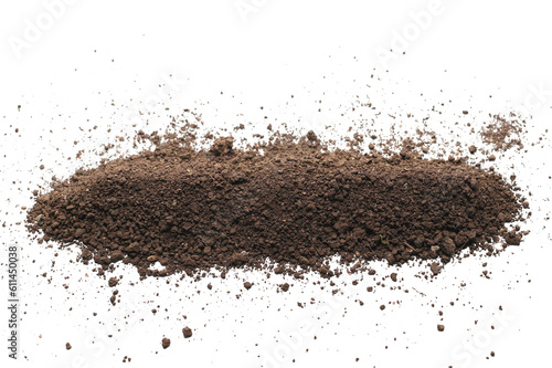 Pile dirt, soil isolated on white, with clipping path