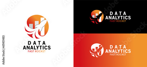Rocket speed data analysis logo design for data finance, investment icon vector design