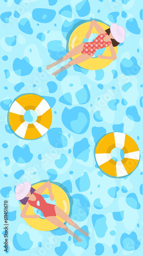 Swimming pool and beach. Summer  illustration background. © Jolie