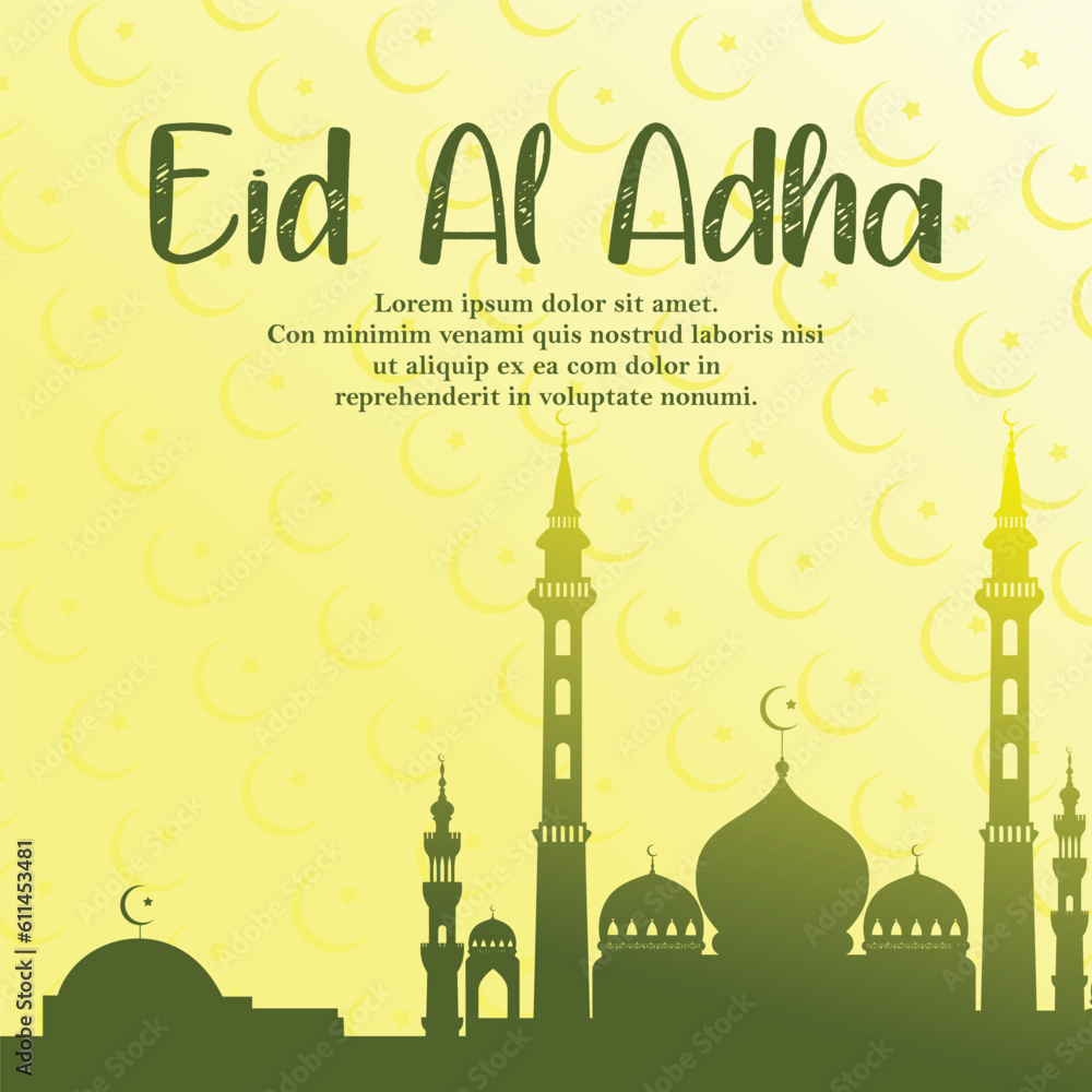 Islamic Eid Al Adha Celebration vector design. Eid Mubarak theme. Vector illustration.