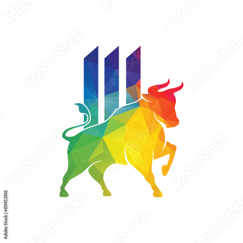 Financial bull logo design. Trade Bull Chart, finance logo. Economy finance chart bar business productivity logo icon.