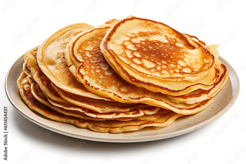 fresh pancakes in a plate isolated on a white background fresh pancakes in a plate isolated on a white background