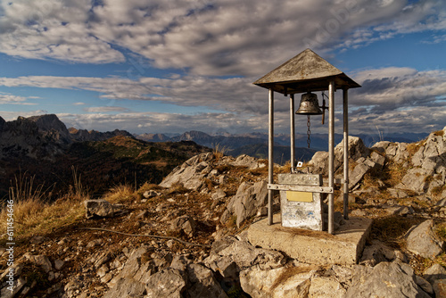 Late afternoon view in autumn from Monte Malvueric Alto, a peak of the Carnic Alps located nearby the Nassfeld Pass at the border between Italy and Austria.