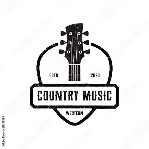 Classic Rock Country Guitar Music Vintage Retro Logo