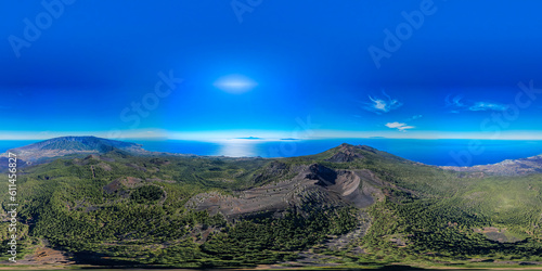 Fototapeta Naklejka Na Ścianę i Meble -  Aerial view of Volcanic craters in La Palma – Cumbre Vieja volcano route - Canary Islands