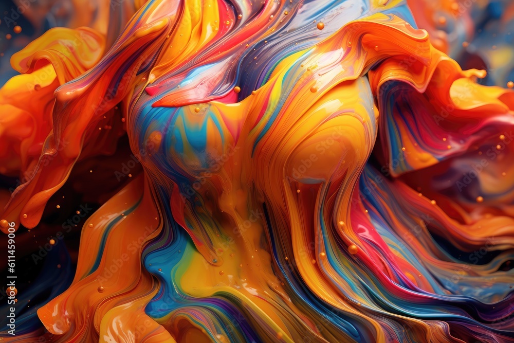 Multi-colored dress made of liquid paints. Generative AI Multi-colored dress made of liquid paints. Generative AI