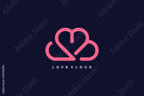 Cloud logo design with creative love concept style