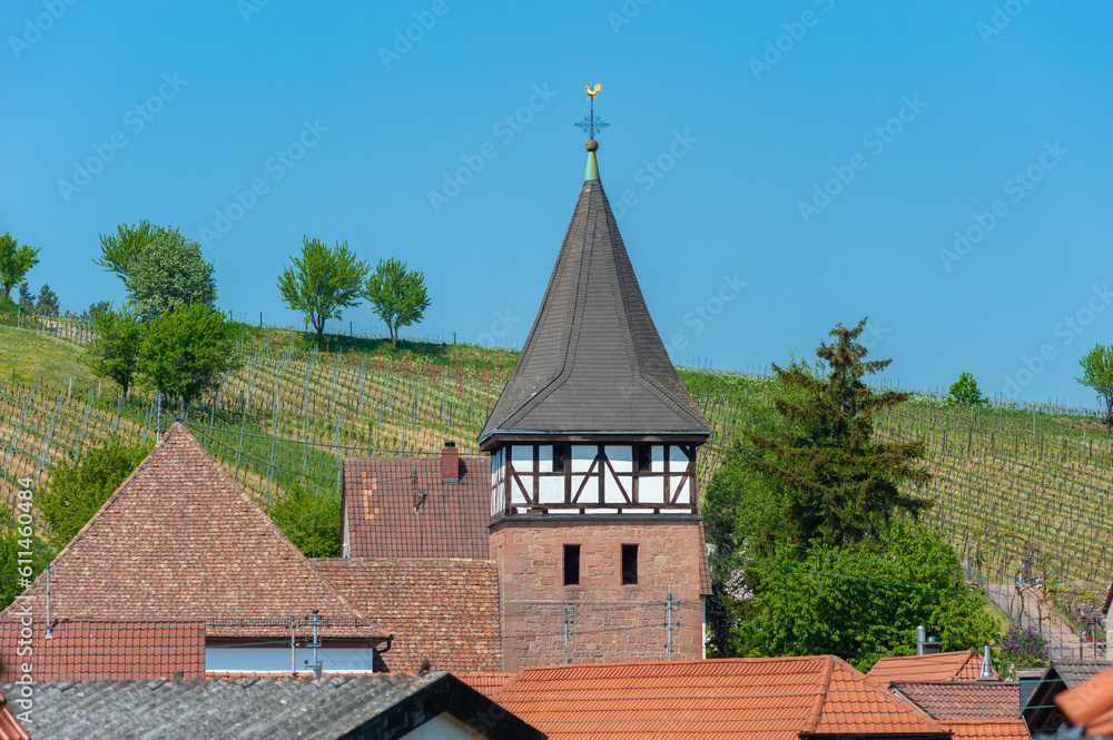 Ortsbild von Ranschbach mit Wallfahrtskirche Mariä Heimsuchung. Region Pfalz im Bundesland Rheinland-Pfalz in Deutschland Ortsbild von Ranschbach mit Wallfahrtskirche Mariä Heimsuchung. Region Pfalz im Bundesland Rheinland-Pfalz in Deutschland