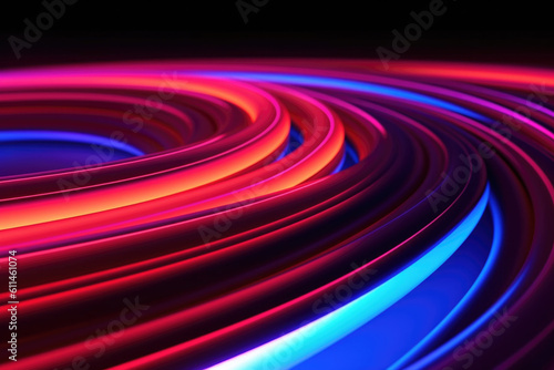 Futuristic Cyber Space  Abstract Virtual Room with Neon Glow