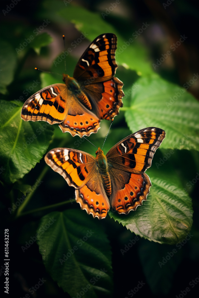 Obraz premium butterfly on a leaf generative AI