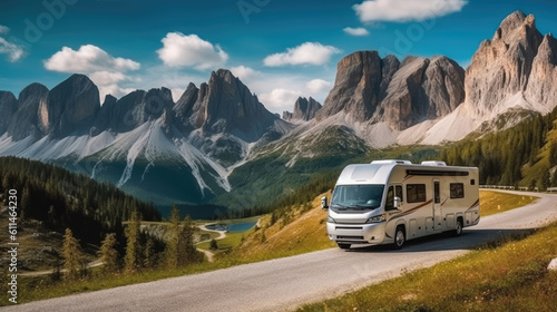 Summer Vacation and Road Trip in Motorhome. Recreational Vehicles. 