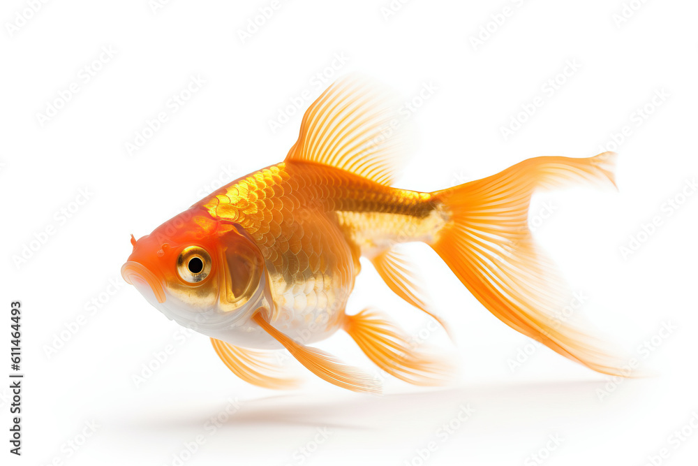 A beautiful and colorful goldfish swimming in a tank