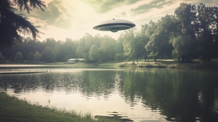 Acrylglasbilder Themen Mysteriöses UFO über nächtlicher Erde  © Ian