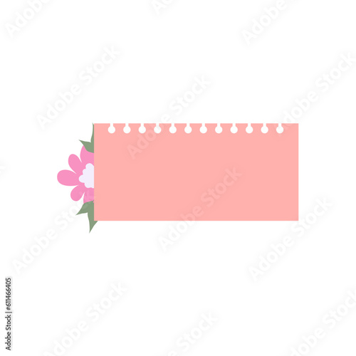 Cute Memo Notebook paper frame for text. Planner sticker element sticky. Flat vector illustration. Cute Notes memo planner page.