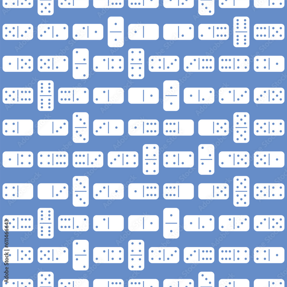 Pattern Domino - Connected White Dominoes in Blue Background Pattern Domino - Connected White Dominoes in Blue Background