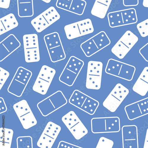 Pattern Domino - Messy White and Outlines Dominoes in Blue Background