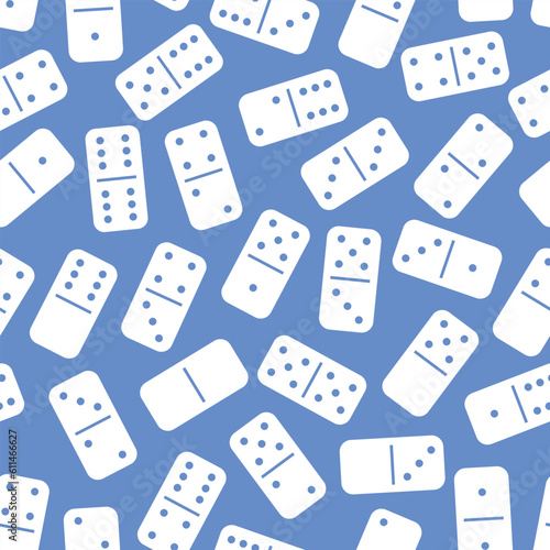 Pattern Domino - Messy White Dominoes in Blue Background