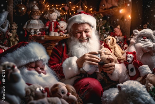 santa claus with christmas gifts - Illustration created with generative ai