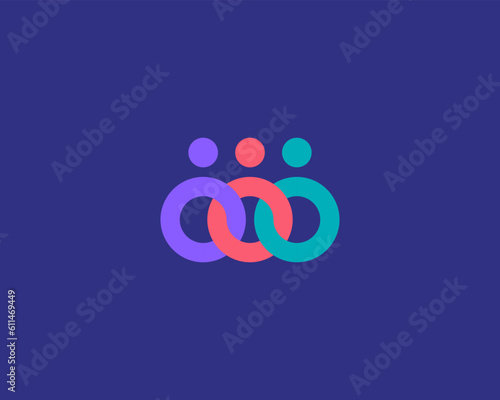 People from geometric shapes logo. Family community logo concept. Partnership cooperation symbol. Vector illustration.