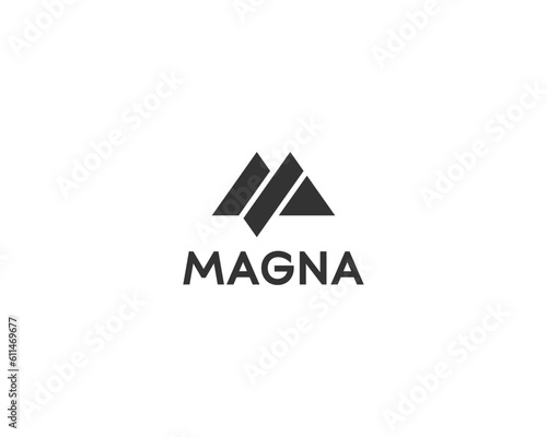 Abstract letter M logo design template. Universal mountains iceberg adventure sign. Vector illustration.