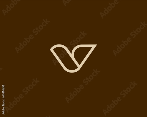 Abstract linear letter V logo. Creative bird eagle logotype. Premium falcon hawk minimalistic style icon. Vector illustration.