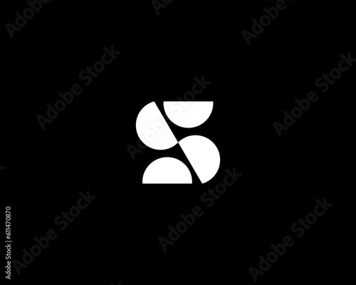 Letter S logotype from geometric shapes. Creative number 5 icon. Universal monogram identity sign. Black and white logo. Vector illustration.