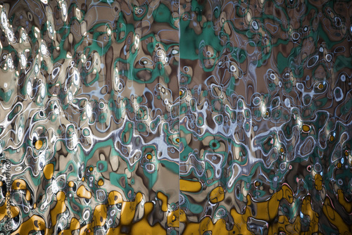 3D rendering, abstract background, liquid metal surface,