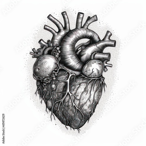 minmal heart hand drawn. Generative AI