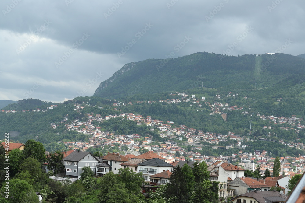 Obraz premium View of Sarajevo on a sunset 