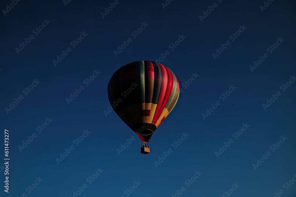 colorful hot air balloon soaring through a clear blue sky. Generative AI colorful hot air balloon soaring through a clear blue sky. Generative AI