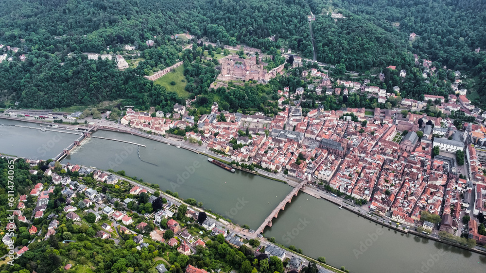 Luftaufnahme Heidelberg Altstadt mit Schloss