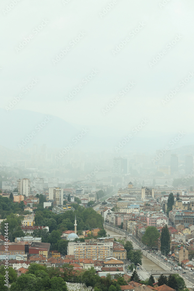 Panorama view of Sarajevo in Bosnia and Hercegovina 