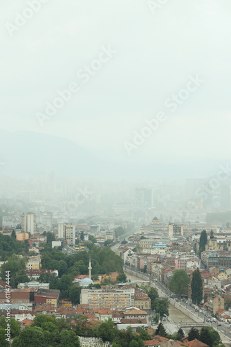Panorama view of Sarajevo in Bosnia and Hercegovina 