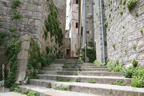 Villageof Plomin, old abandoned houses in ancient town of Plomin, Croatia, street in the old town photo