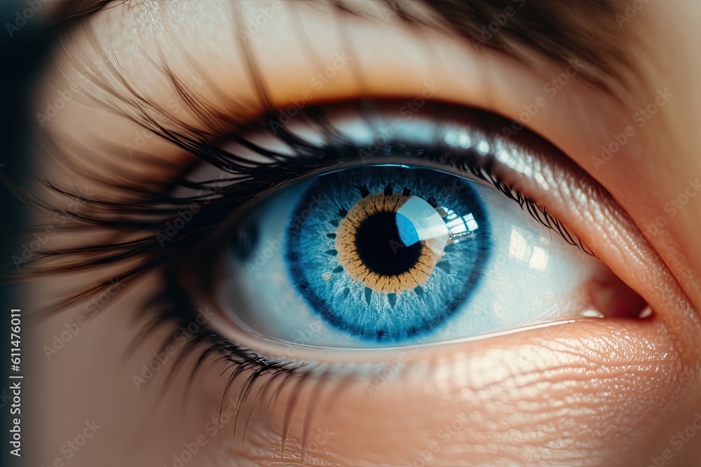 Fototapeta premium close up of a persons blue eye. Generative AI