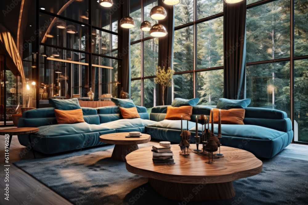 Obraz premium Luxury modern interior. Elegant and Luxurious Modern Living Room Design in 8K Resolution