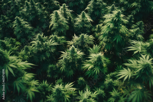 green cannabis plantation field top view .generative ai