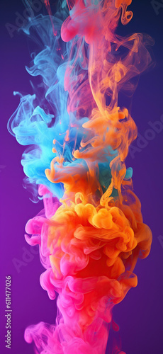 Rainbow of Acrylic Ink in Water. Color Explosion. Colorful explode. vertical background. Generative AI