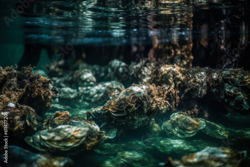 Fotografiet oysters sea shellfish generative ai