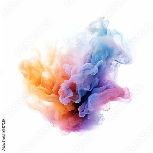 Rainbow of Acrylic Ink in Water. Color Explosion on a white background. Generative AI